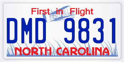 NC license plate DMD9831