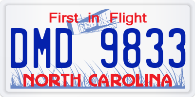NC license plate DMD9833