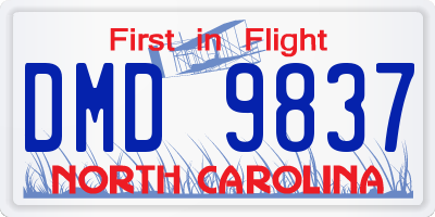 NC license plate DMD9837
