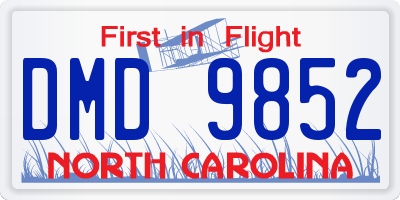 NC license plate DMD9852