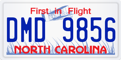 NC license plate DMD9856