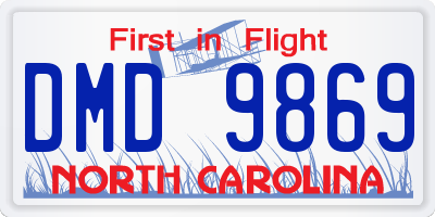 NC license plate DMD9869