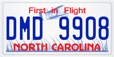 NC license plate DMD9908