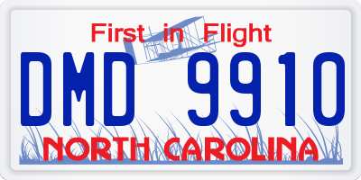 NC license plate DMD9910