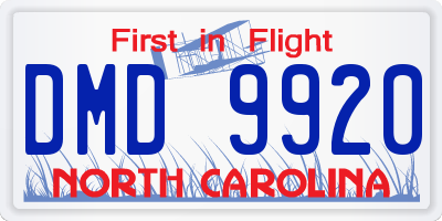 NC license plate DMD9920