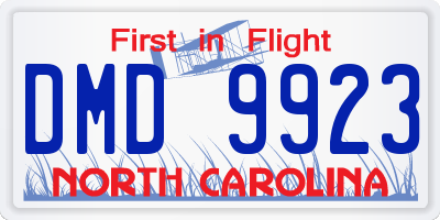 NC license plate DMD9923