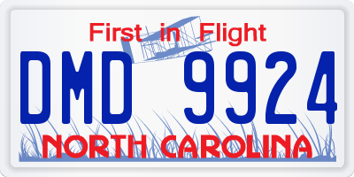 NC license plate DMD9924
