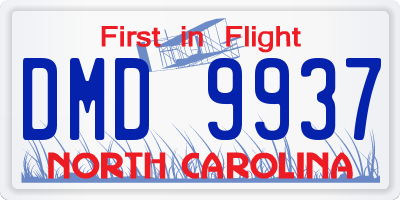 NC license plate DMD9937