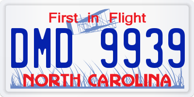 NC license plate DMD9939