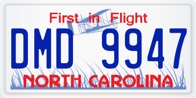 NC license plate DMD9947