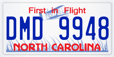 NC license plate DMD9948