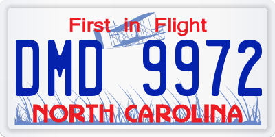 NC license plate DMD9972