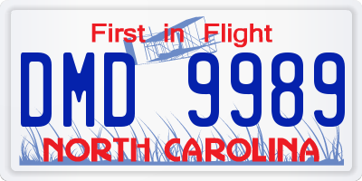 NC license plate DMD9989