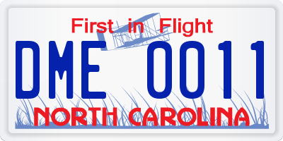NC license plate DME0011