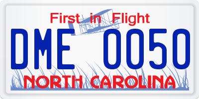 NC license plate DME0050