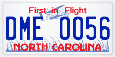 NC license plate DME0056