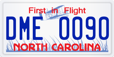 NC license plate DME0090