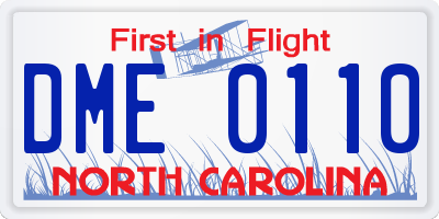 NC license plate DME0110
