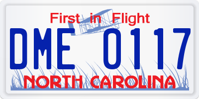 NC license plate DME0117