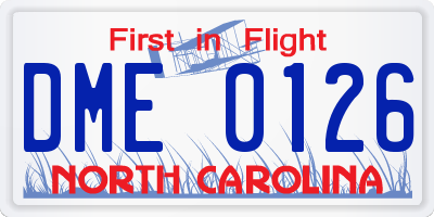 NC license plate DME0126