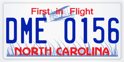 NC license plate DME0156