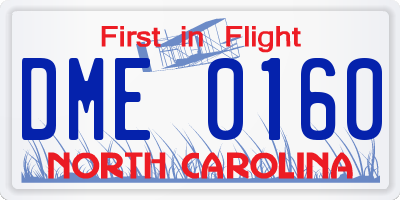 NC license plate DME0160