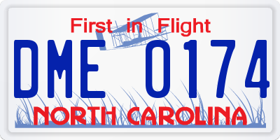 NC license plate DME0174