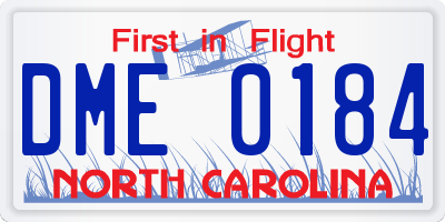 NC license plate DME0184