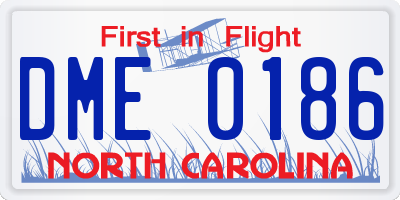 NC license plate DME0186
