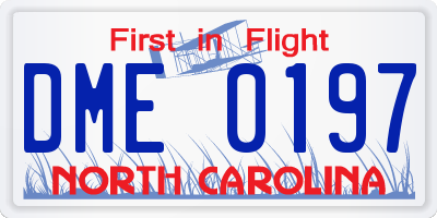 NC license plate DME0197