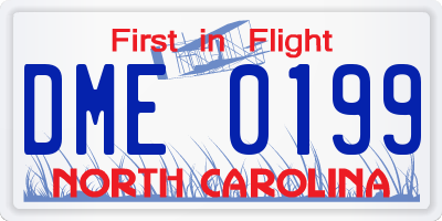 NC license plate DME0199