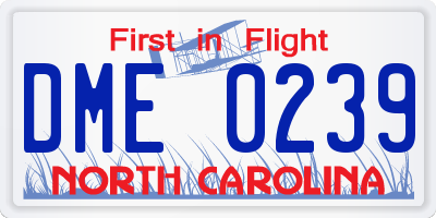 NC license plate DME0239