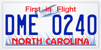 NC license plate DME0240
