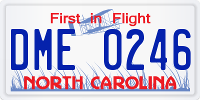 NC license plate DME0246