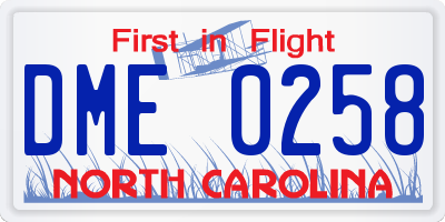 NC license plate DME0258