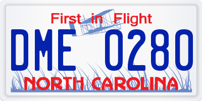 NC license plate DME0280