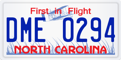 NC license plate DME0294
