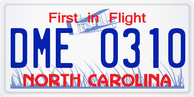 NC license plate DME0310