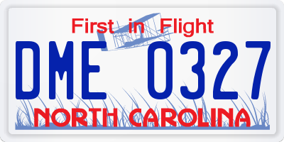 NC license plate DME0327
