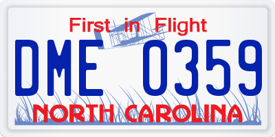 NC license plate DME0359