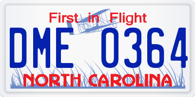 NC license plate DME0364