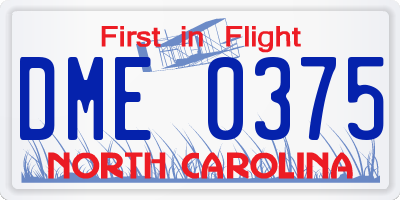NC license plate DME0375
