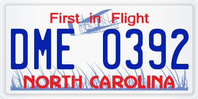NC license plate DME0392