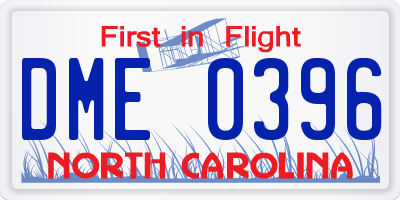 NC license plate DME0396