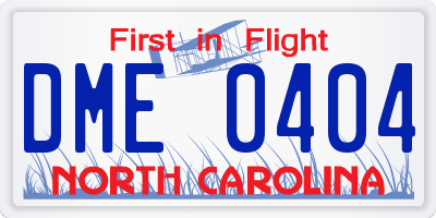 NC license plate DME0404