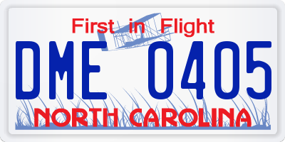 NC license plate DME0405