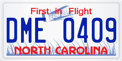NC license plate DME0409