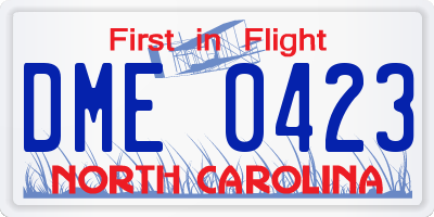 NC license plate DME0423