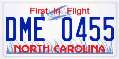 NC license plate DME0455