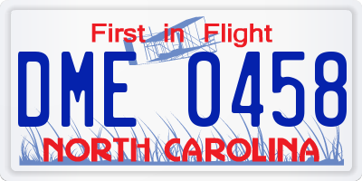 NC license plate DME0458